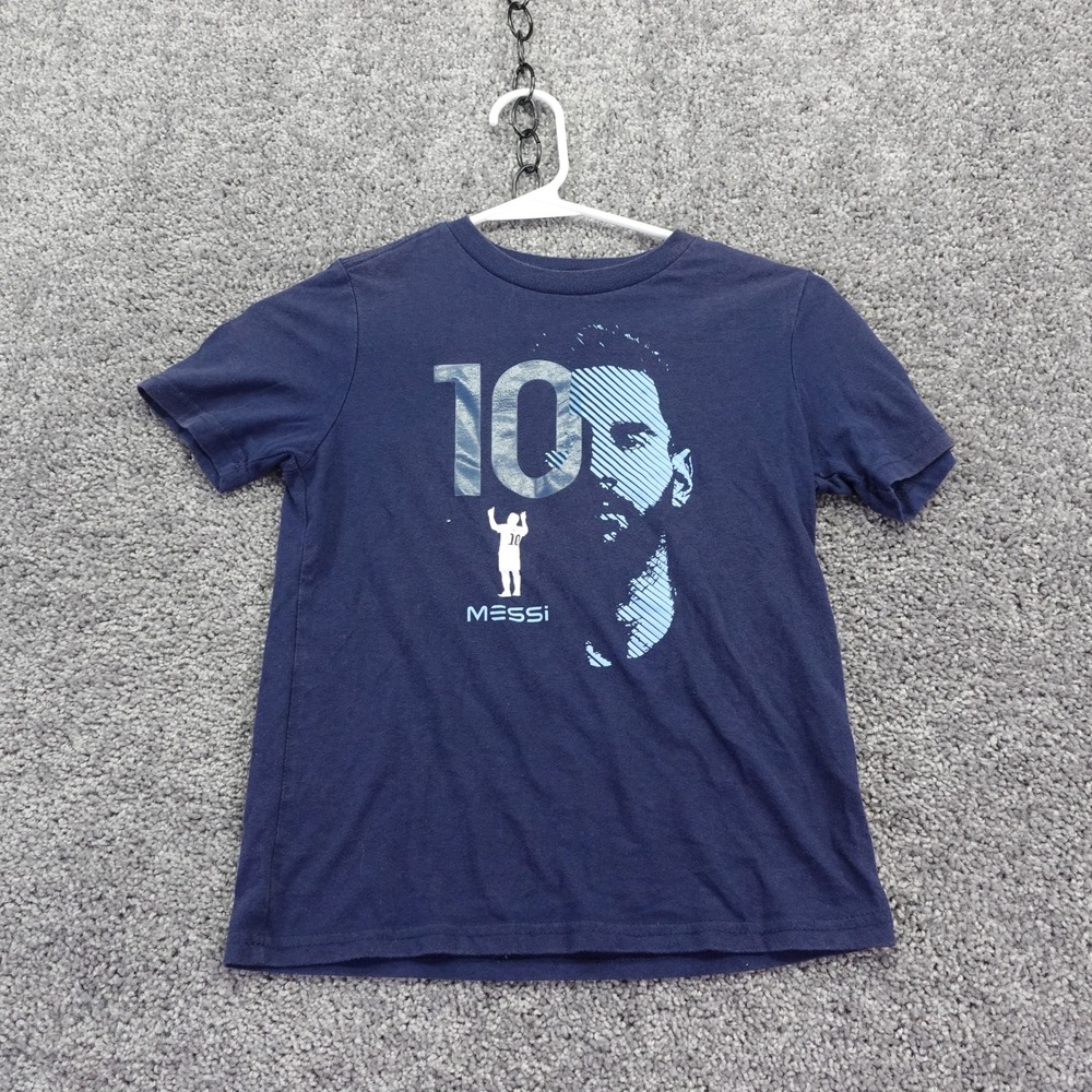 Messi Collection T Shirt Boys Small 6/7 Navy Blue Lionel Messi Soccer Graphic